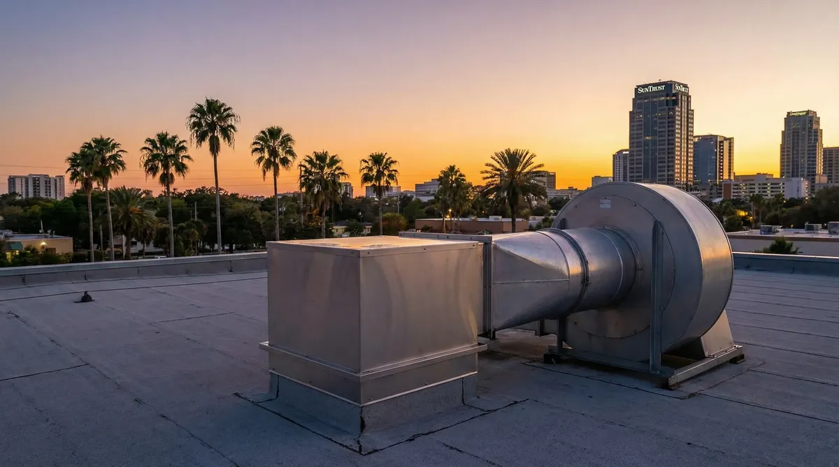Rooftop grease containment system on an Dallas restaurant roof